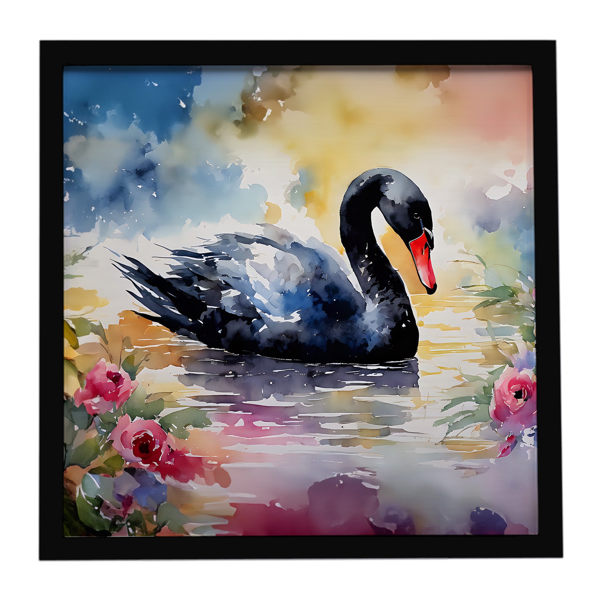 Caroline's Treasures Black Swan Framed Metal Print