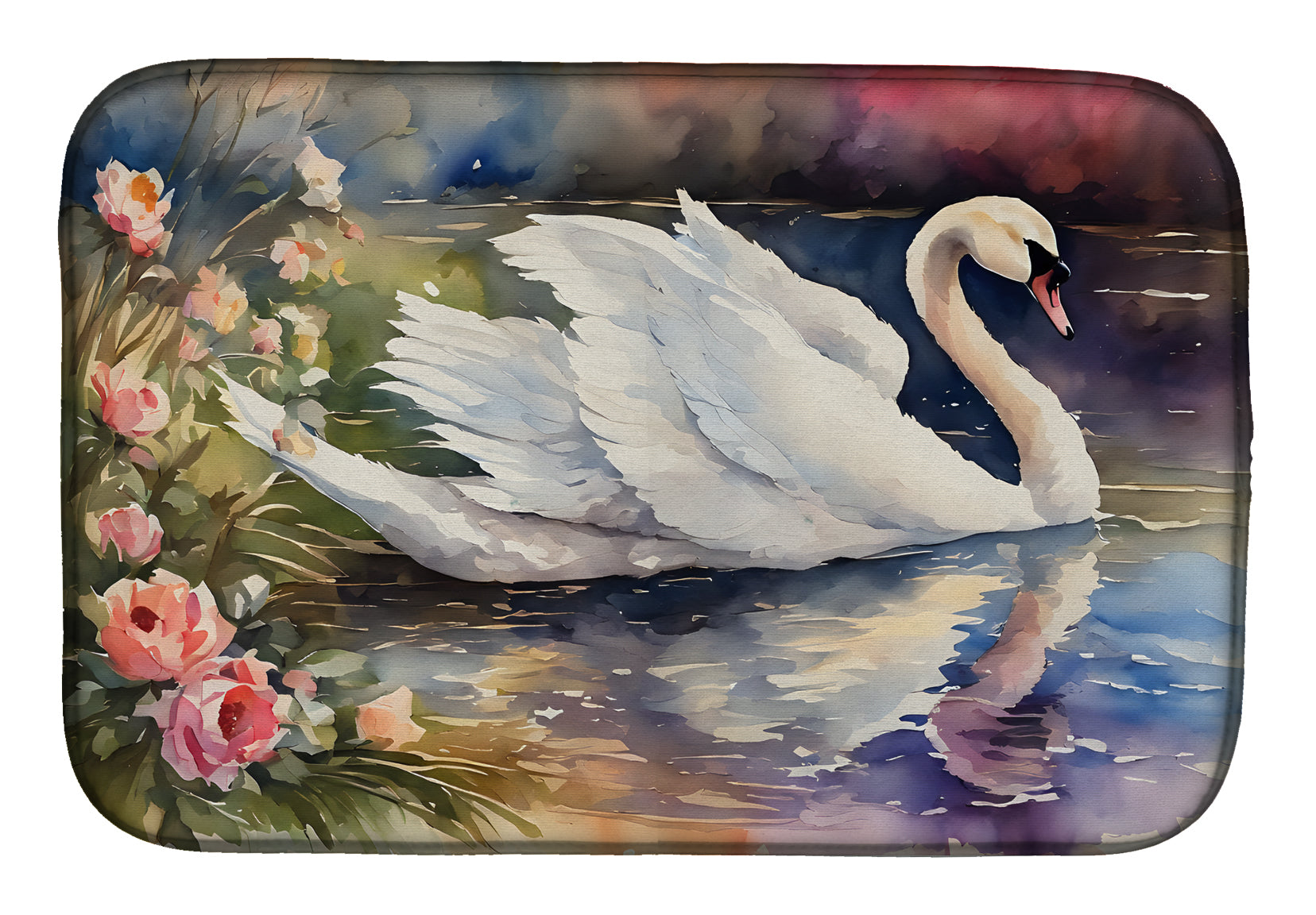 Caroline's Treasures Swan Dish Drying Mat