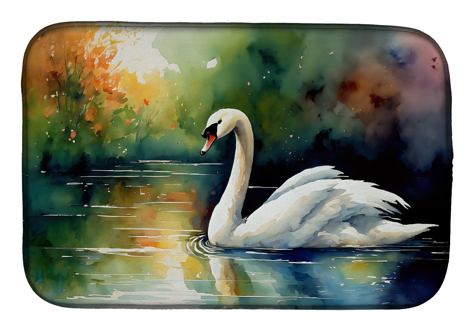 Caroline's Treasures Swan Dish Drying Mat