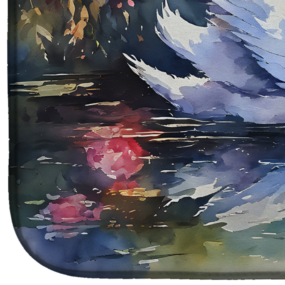 Caroline's Treasures Swan Dish Drying Mat