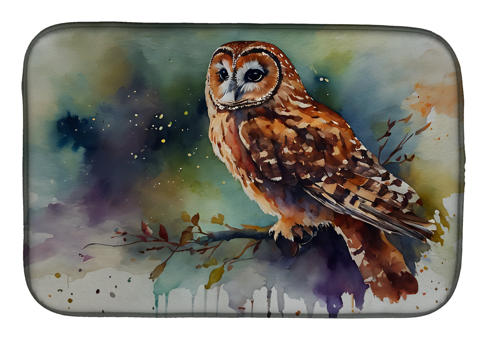 Caroline's Treasures Tawny Owl Dish Drying Mat