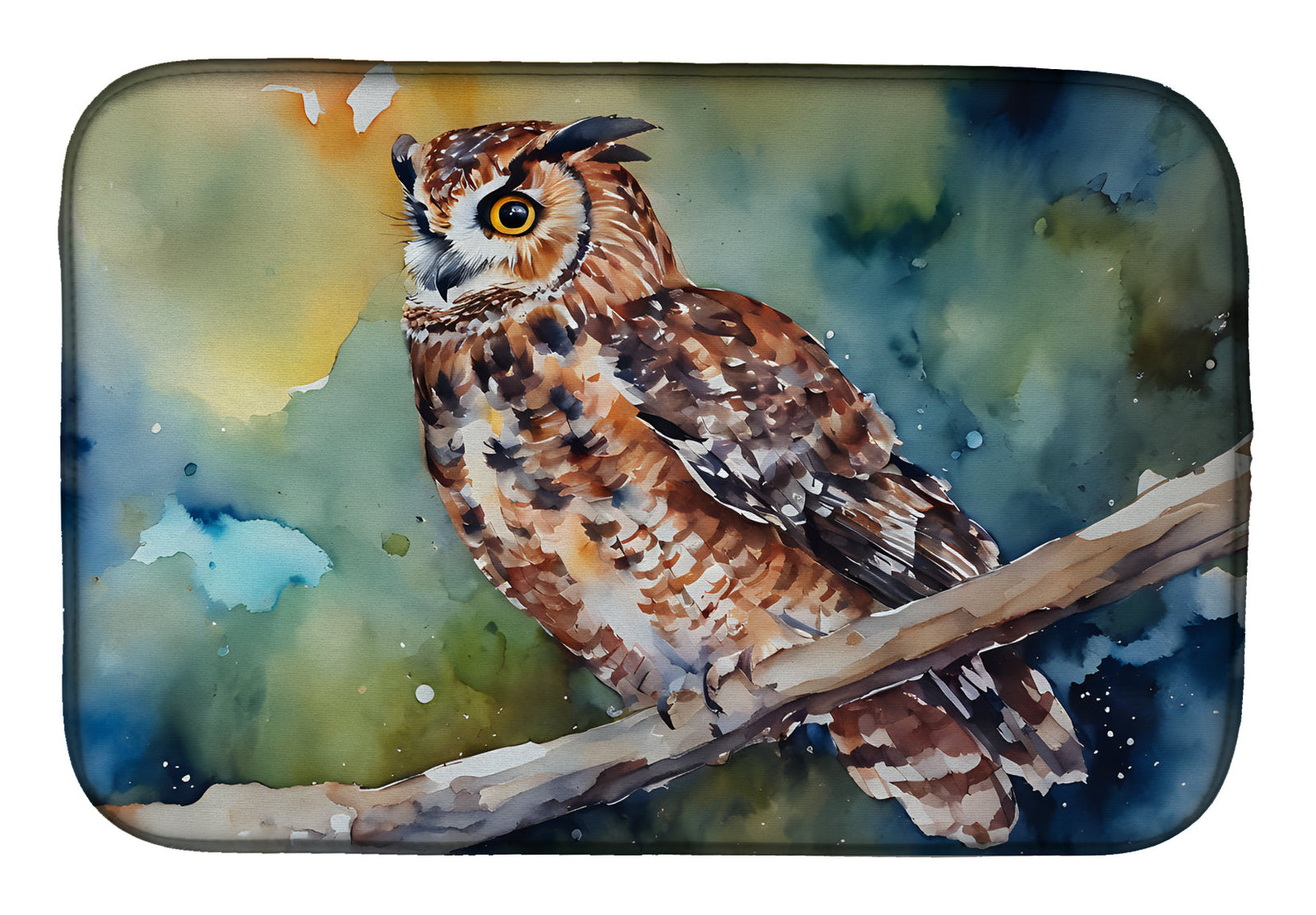Caroline's Treasures Tawny Owl Dish Drying Mat