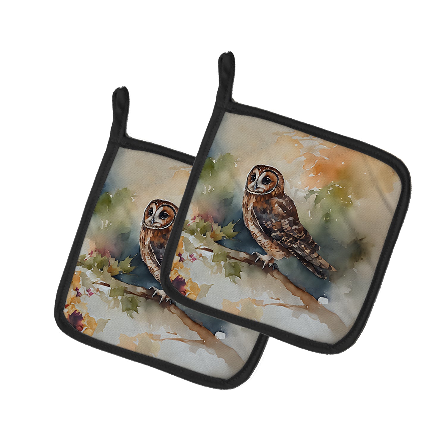 Caroline's Treasures Tawny Owl Pot Holders - Set of 2 Decorative Kitchen Helpers | Made in the USA