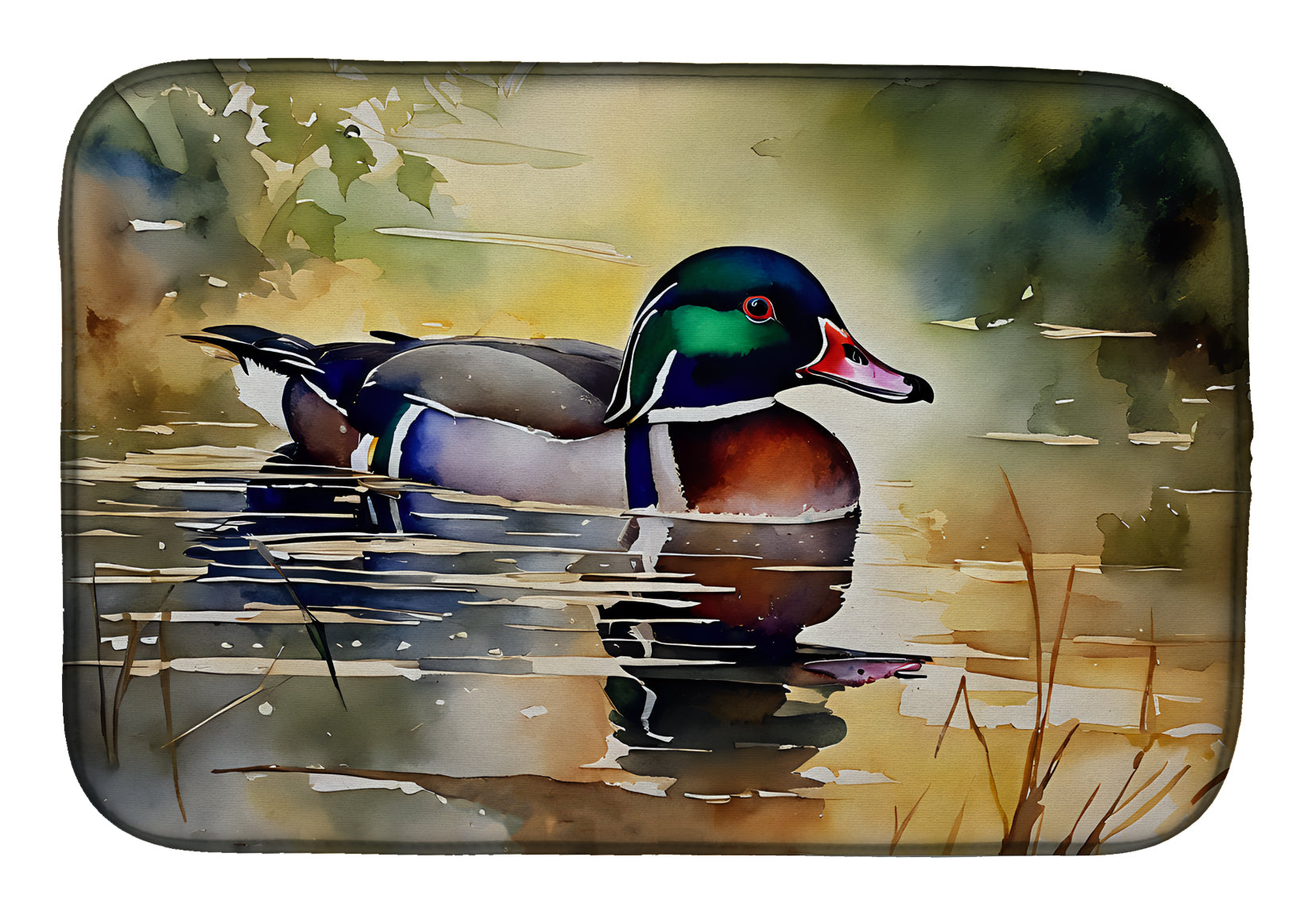 Caroline's Treasures Wood Duck Dish Drying Mat