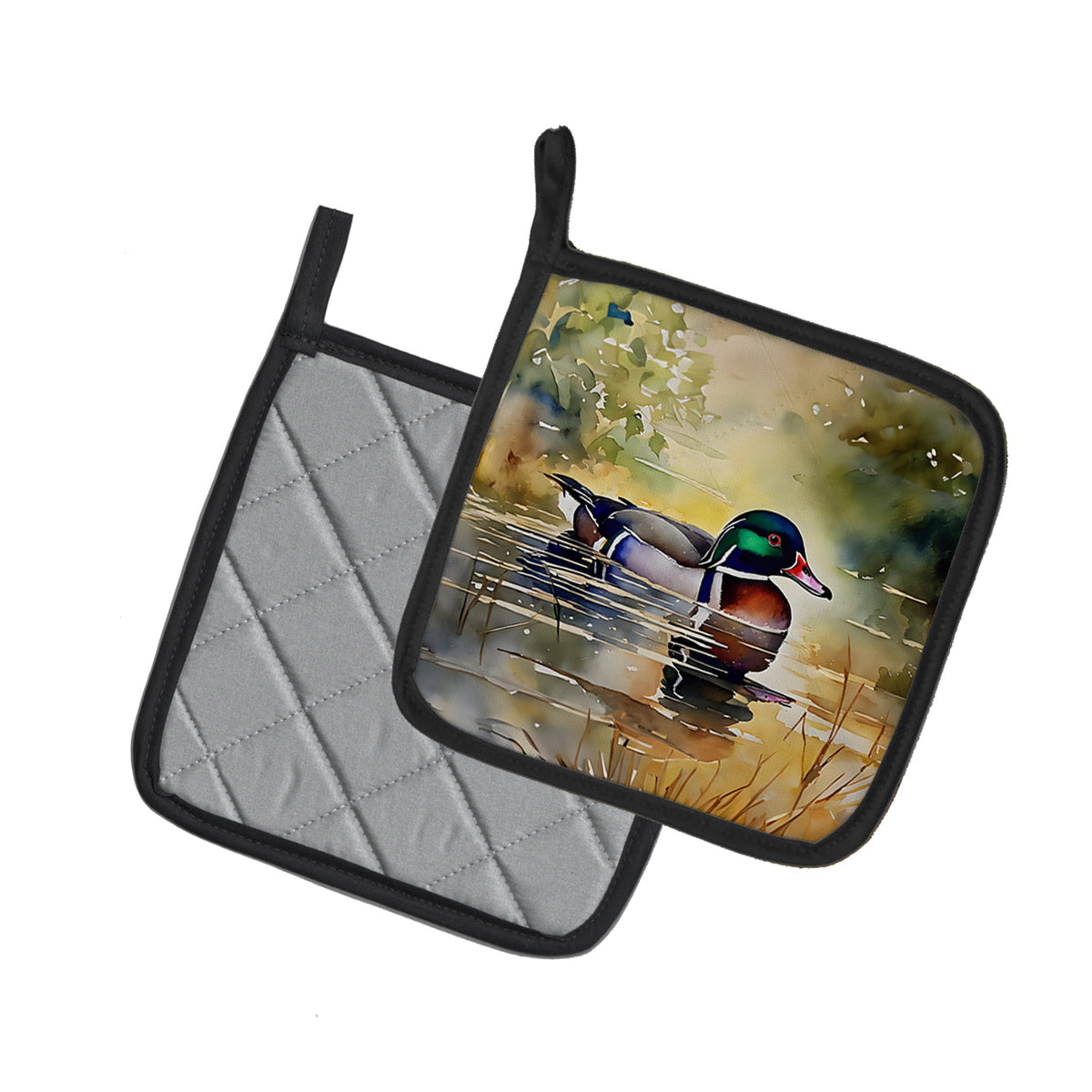 Caroline's Treasures Wood Duck Pot Holders - Set of 2 Decorative Kitchen Helpers | Made in the USA