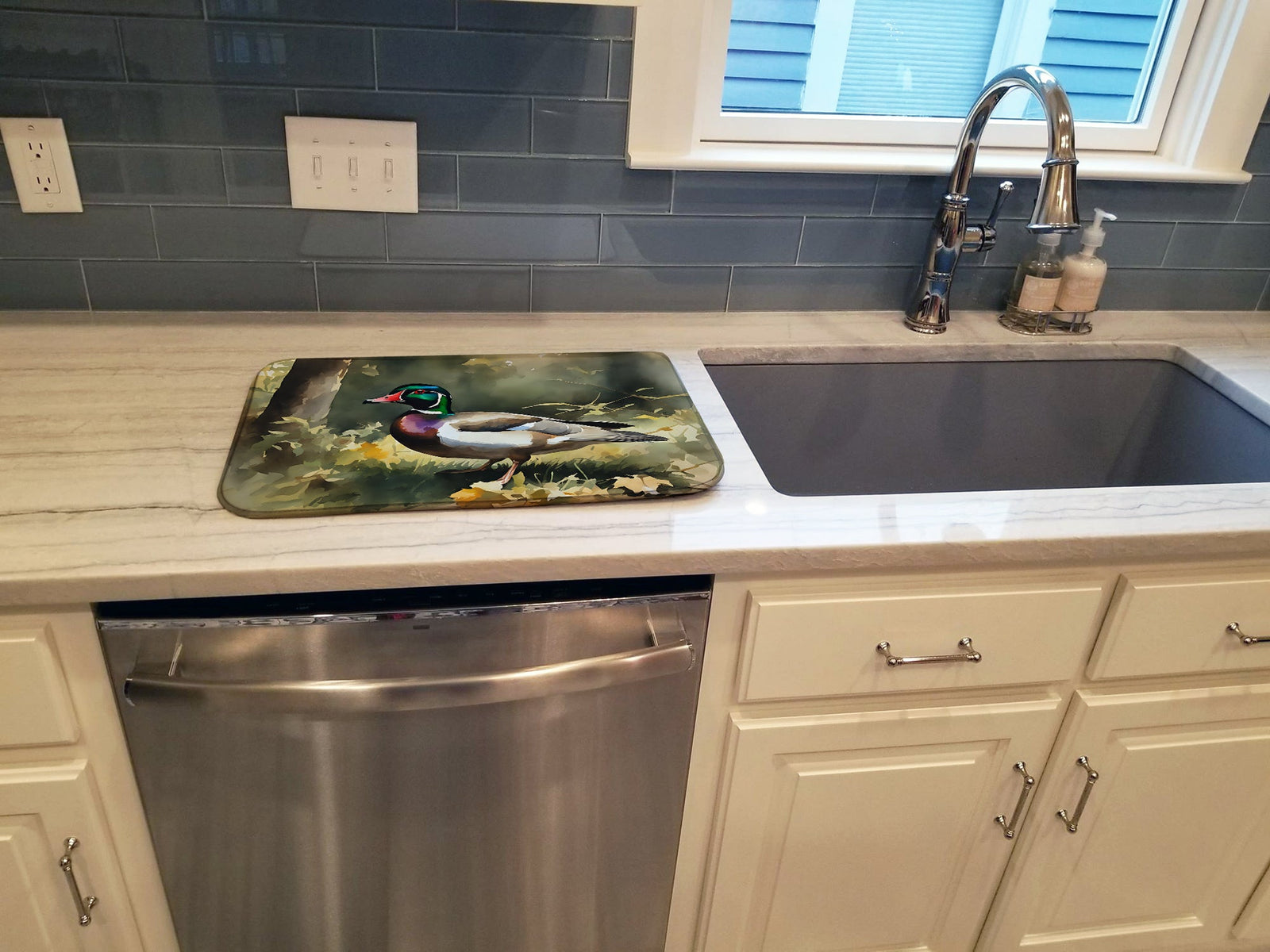 Caroline's Treasures Wood Duck Dish Drying Mat