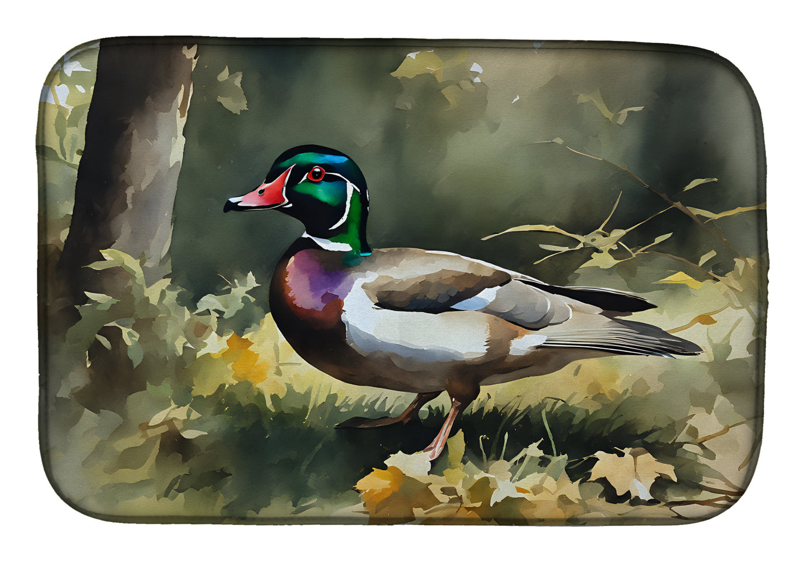 Caroline's Treasures Wood Duck Dish Drying Mat