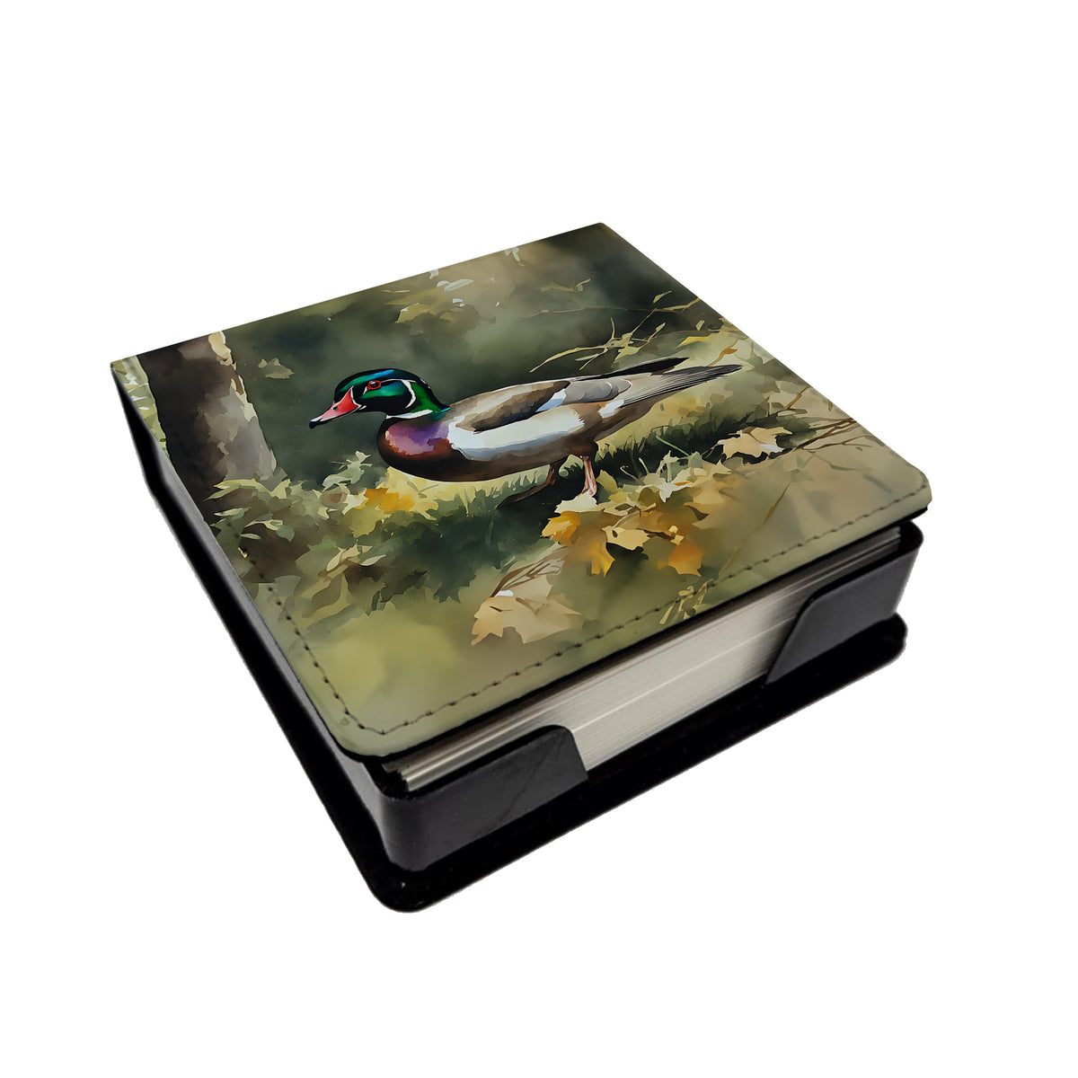 Caroline's Treasures Wood Duck PU Leather Note Paper Holder