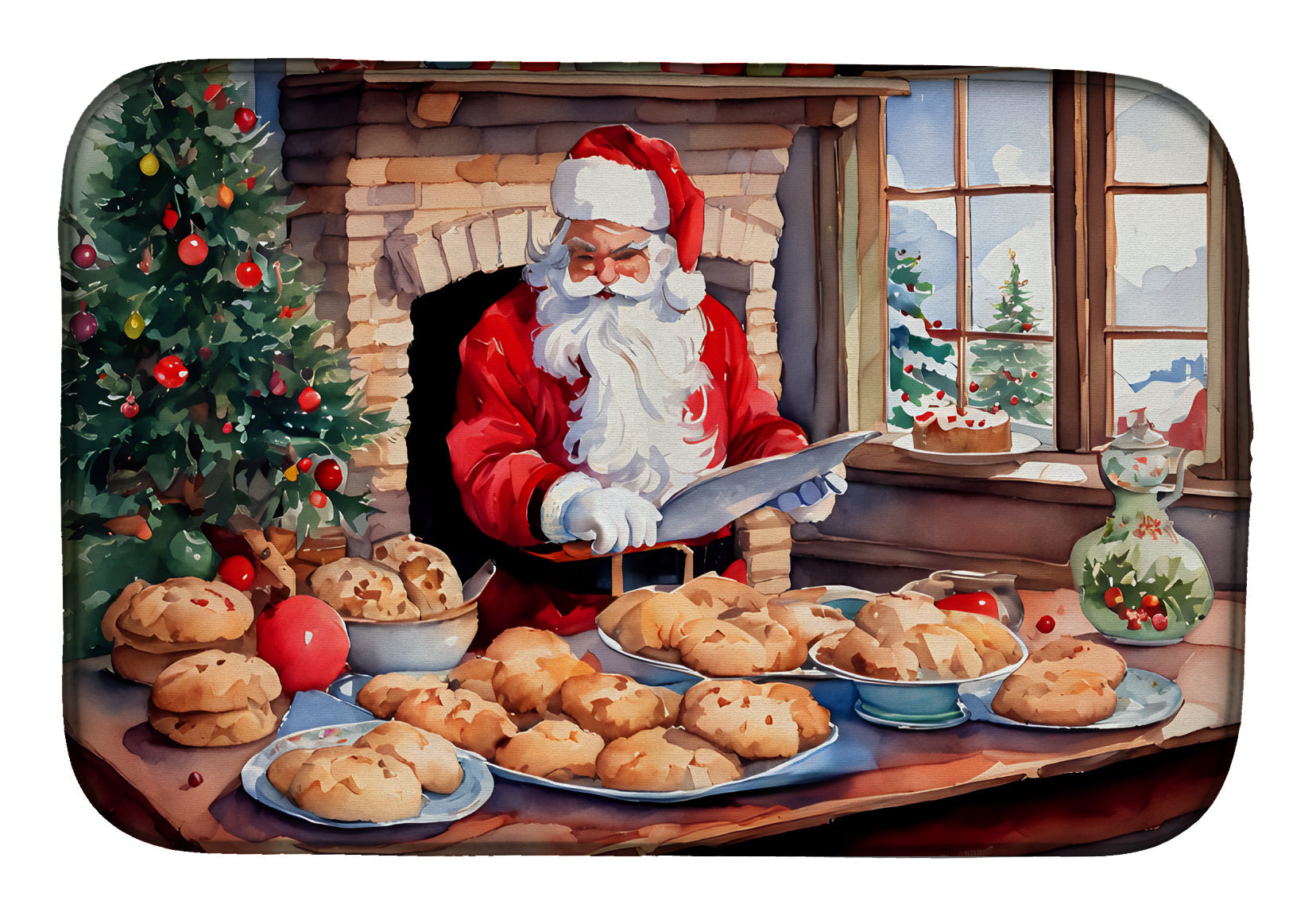 Caroline's Treasures Cookies with Santa Claus Dish Drying Mat