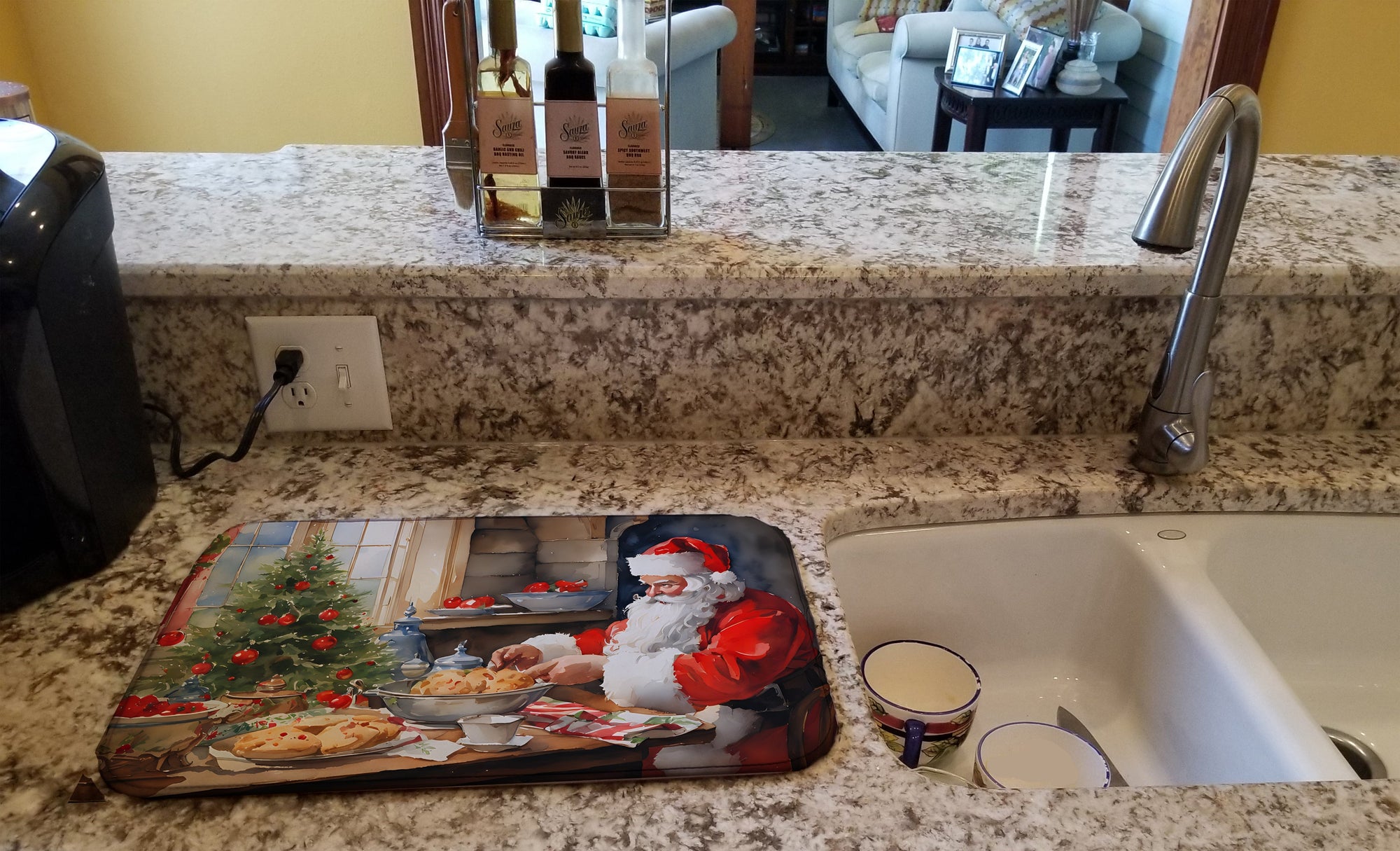 Caroline's Treasures Cookies with Santa Claus Dish Drying Mat