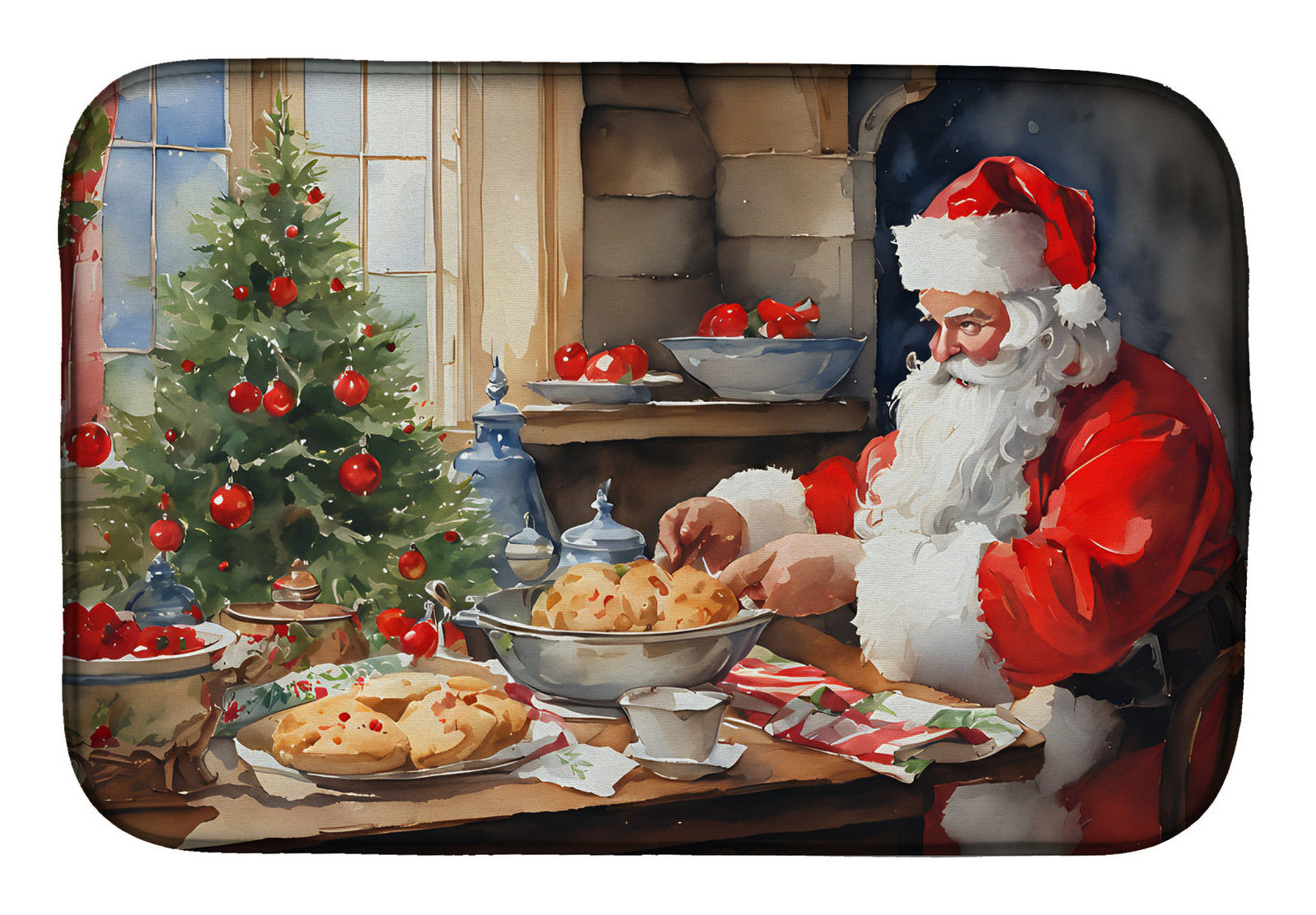 Caroline's Treasures Cookies with Santa Claus Dish Drying Mat