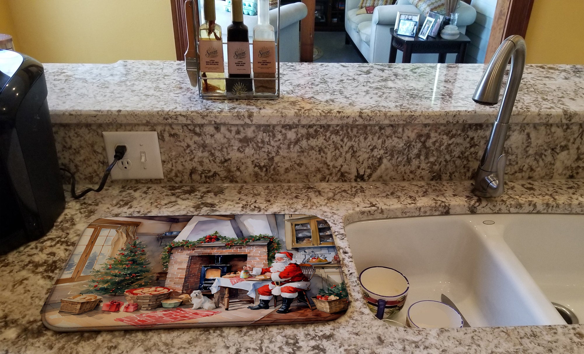 Caroline's Treasures Cookies with Santa Claus Dish Drying Mat