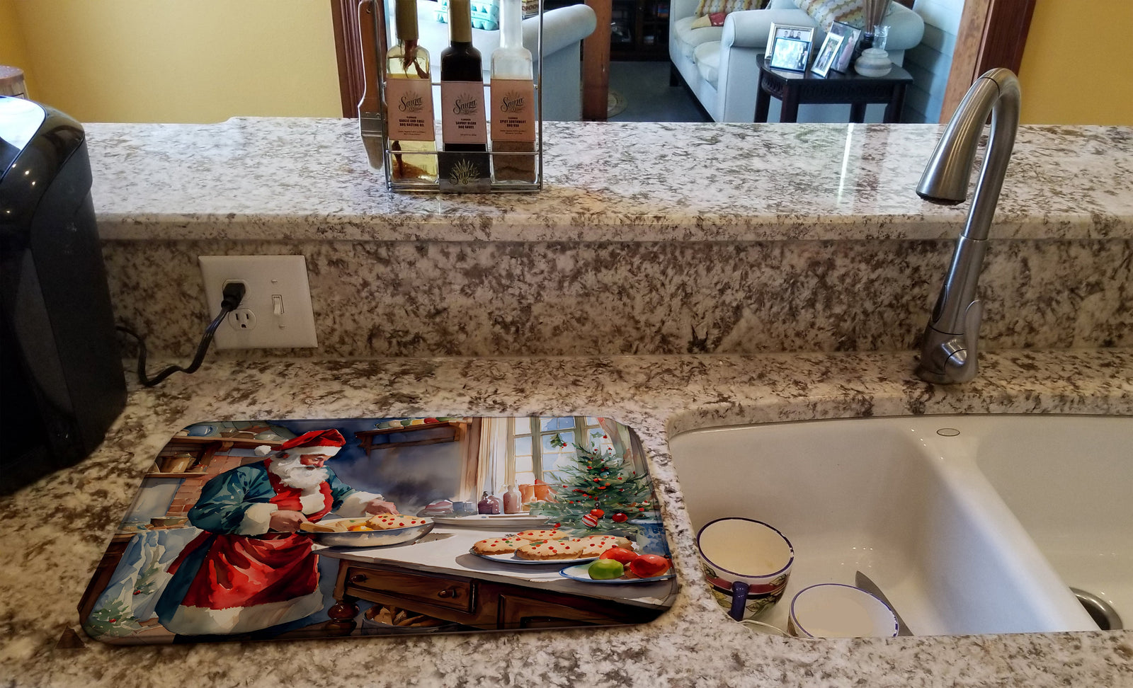 Caroline's Treasures Cookies with Santa Claus Babbo Natale Dish Drying Mat