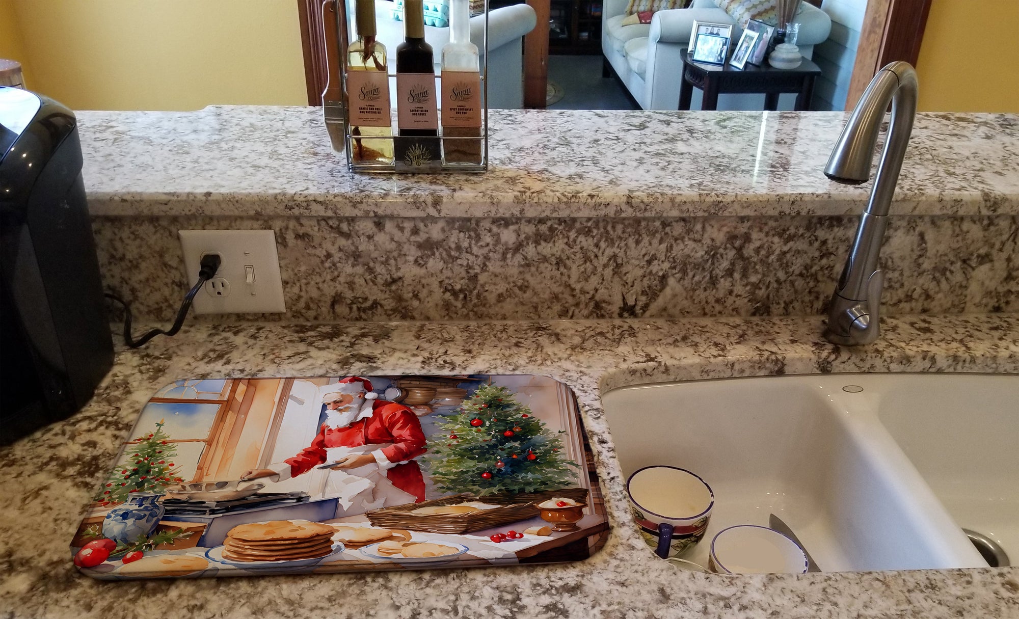 Caroline's Treasures Cookies with Santa Claus Babbo Natale Dish Drying Mat