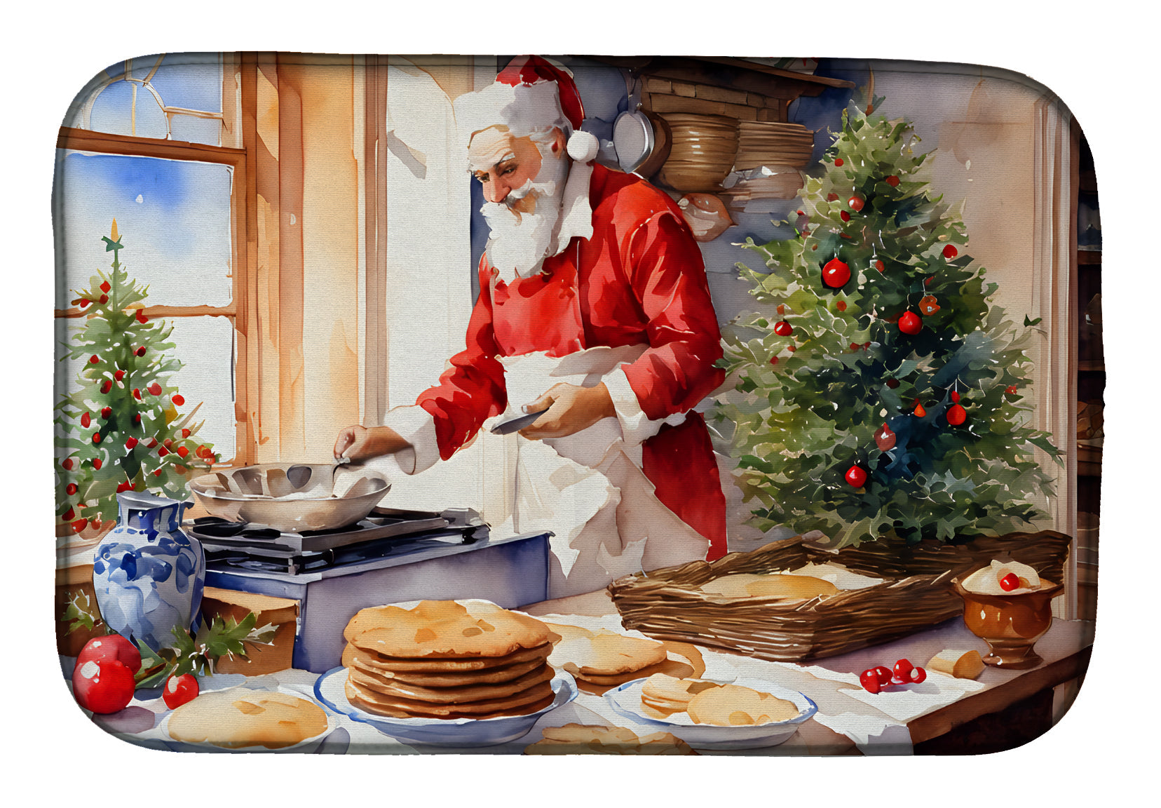 Caroline's Treasures Cookies with Santa Claus Babbo Natale Dish Drying Mat