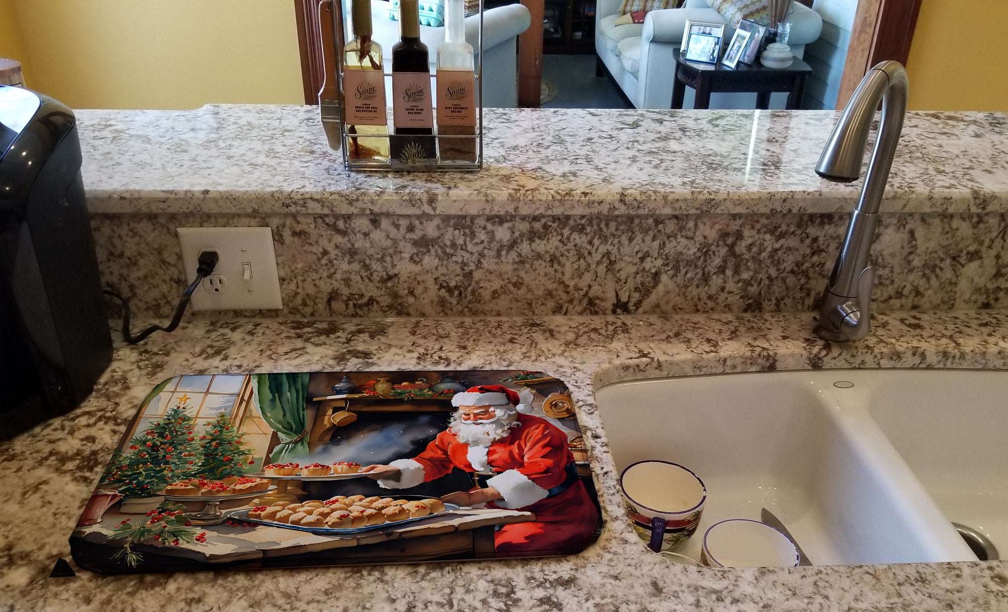 Caroline's Treasures Cookies with Santa Claus Dish Drying Mat