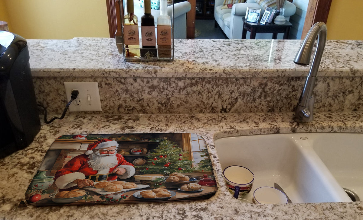 Caroline's Treasures Cookies with Santa Claus Dish Drying Mat