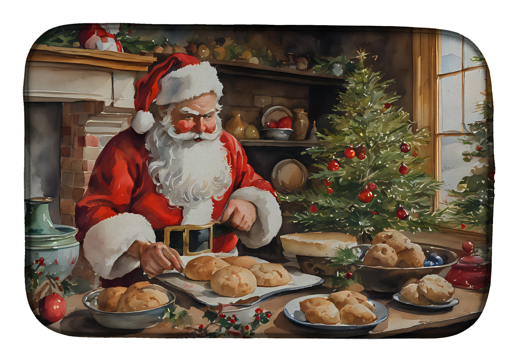 Caroline's Treasures Cookies with Santa Claus Dish Drying Mat