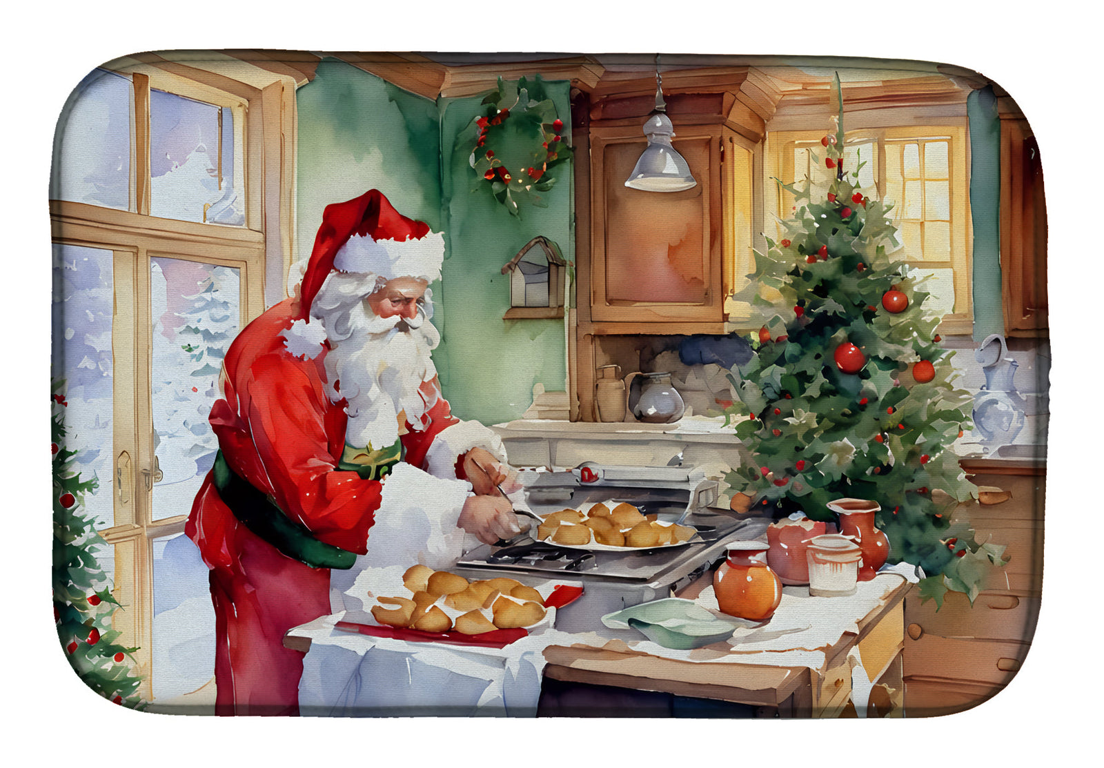 Caroline's Treasures Cookies with Santa Claus Father Christmas Dish Drying Mat