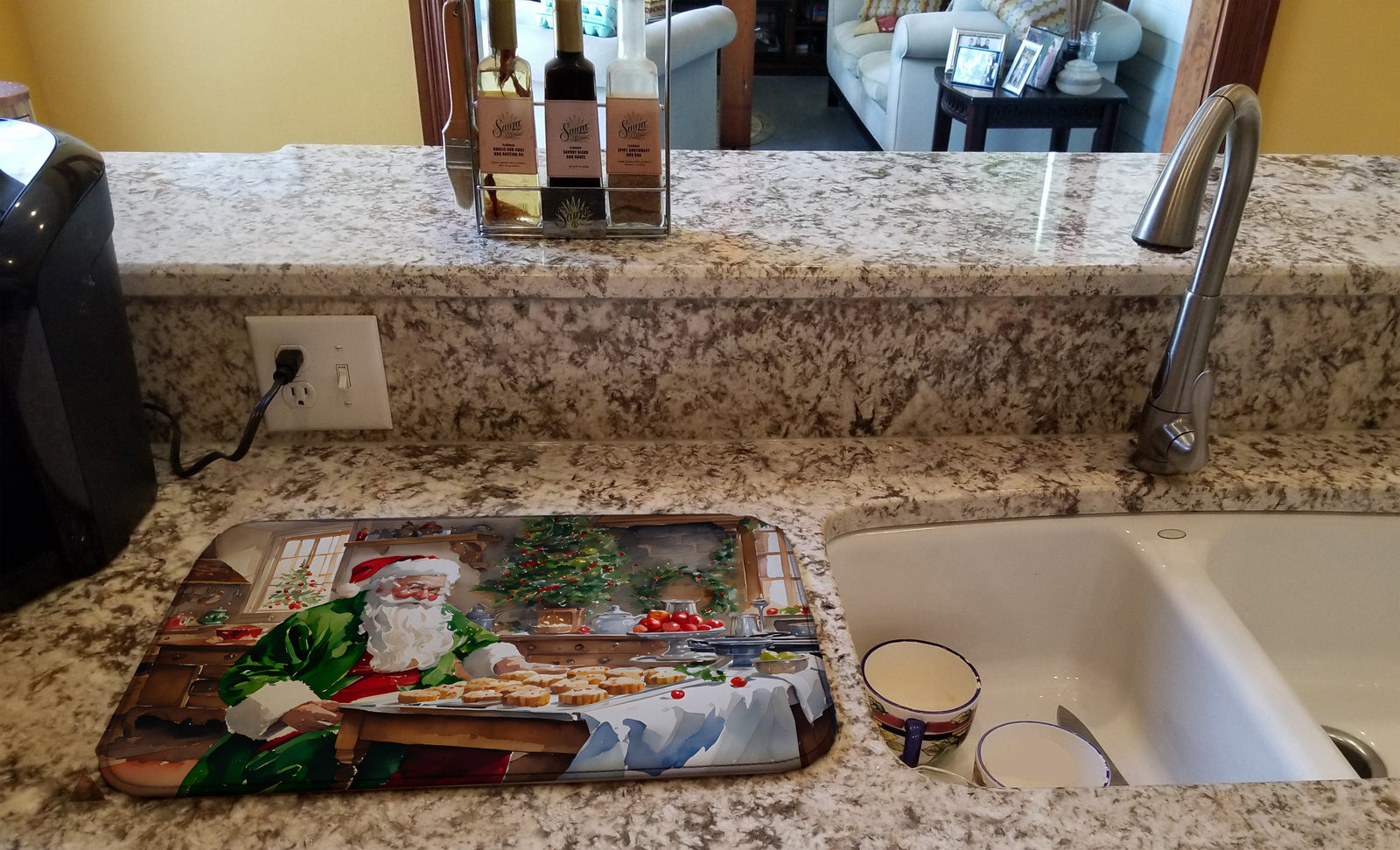 Caroline's Treasures Cookies with Santa Claus Father Christmas Dish Drying Mat