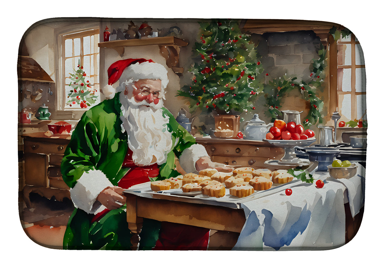 Caroline's Treasures Cookies with Santa Claus Father Christmas Dish Drying Mat