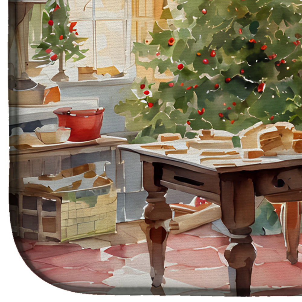 Caroline's Treasures Cookies with Santa Claus Mrs. Claus Dish Drying Mat