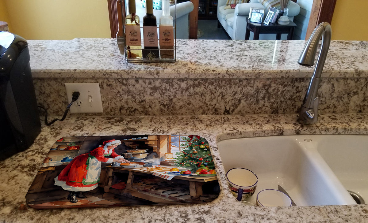 Caroline's Treasures Cookies with Santa Claus Mrs. Claus Dish Drying Mat