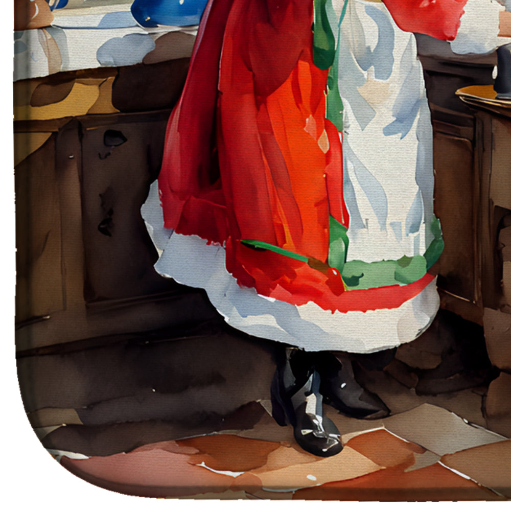 Caroline's Treasures Cookies with Santa Claus Mrs. Claus Dish Drying Mat