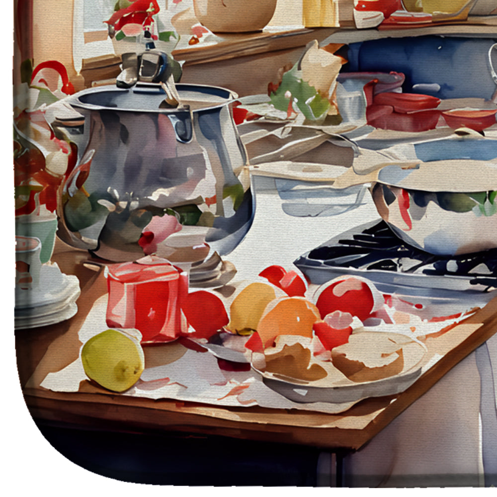 Caroline's Treasures Cookies with Santa Claus Mrs. Claus Dish Drying Mat