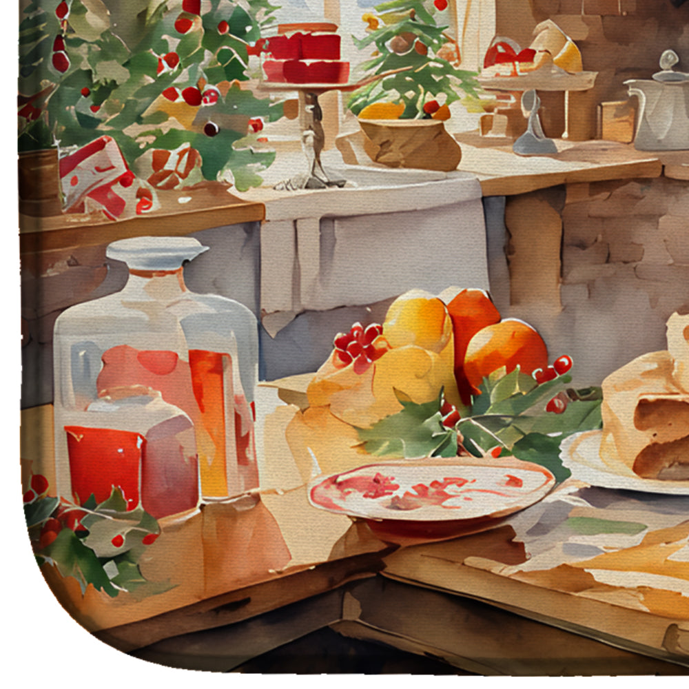 Caroline's Treasures Cookies with Santa Claus Papa Noel Dish Drying Mat