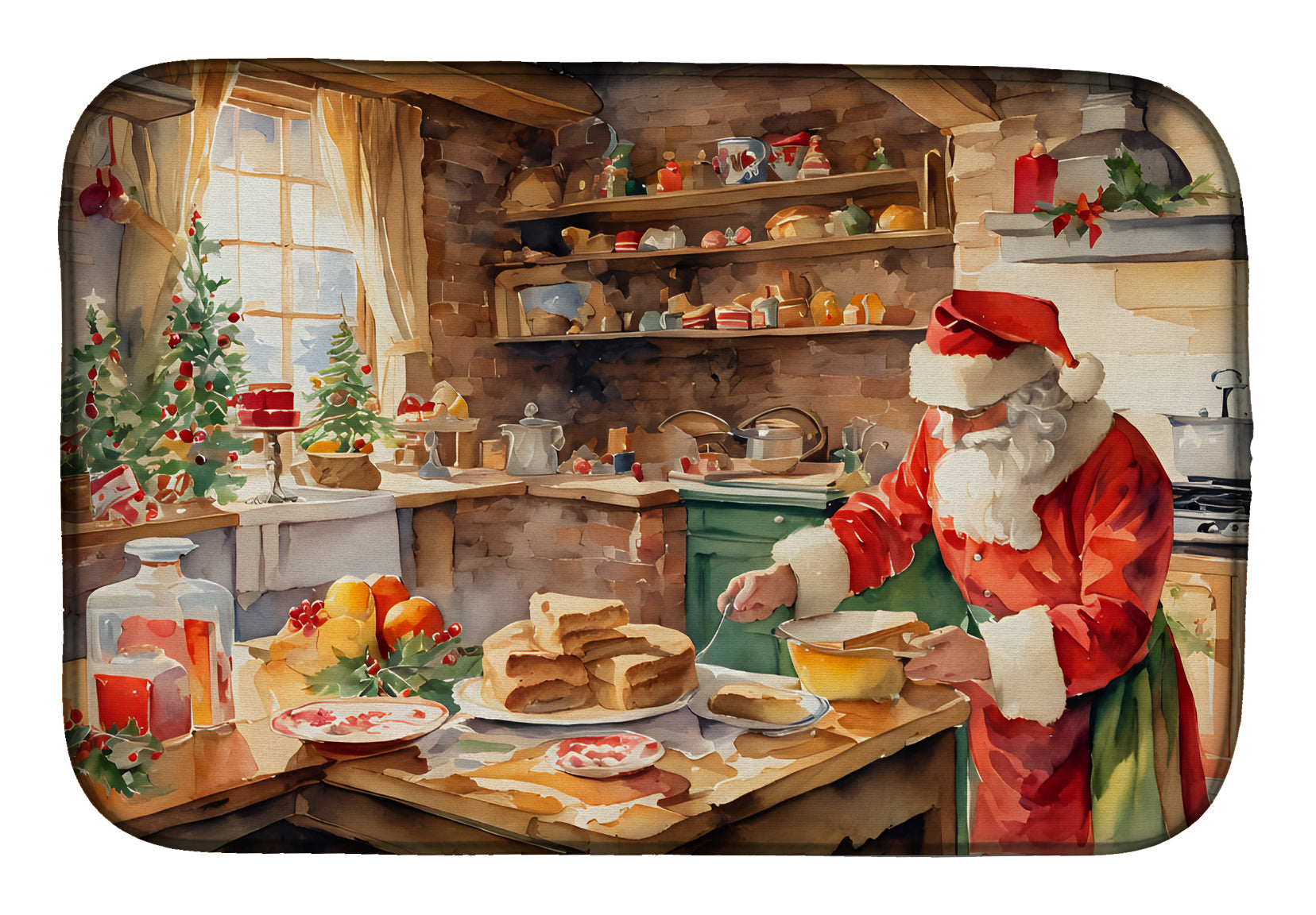 Caroline's Treasures Cookies with Santa Claus Papa Noel Dish Drying Mat