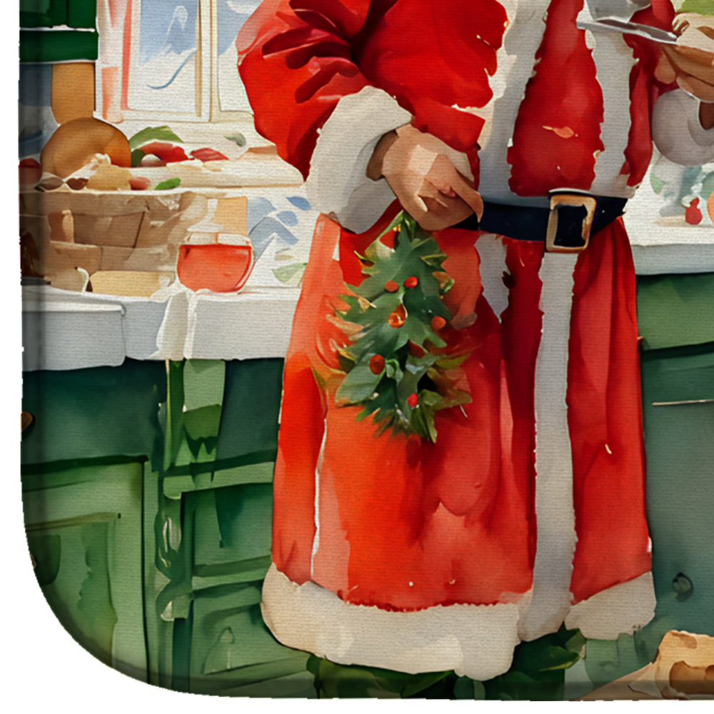 Caroline's Treasures Cookies with Santa Claus Papa Noel Dish Drying Mat