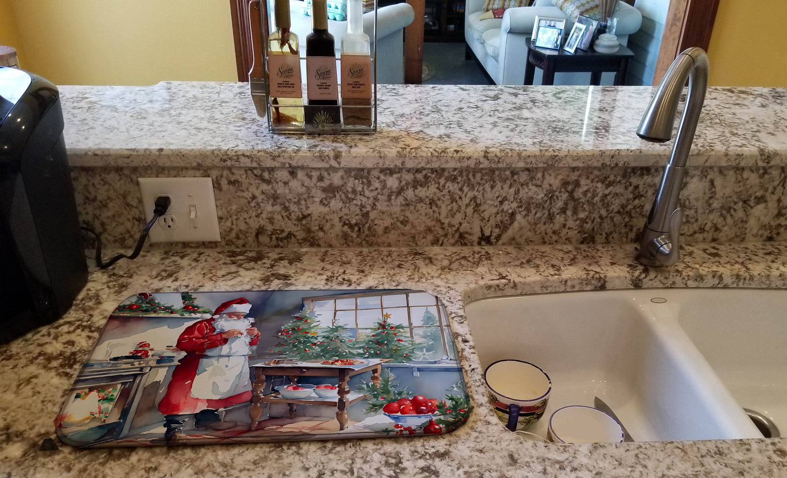 Caroline's Treasures Cookies with Santa Claus Dish Drying Mat