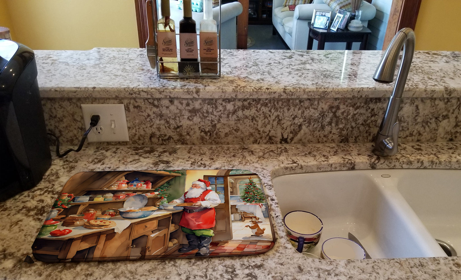 Caroline's Treasures Cookies with Santa Claus Dish Drying Mat