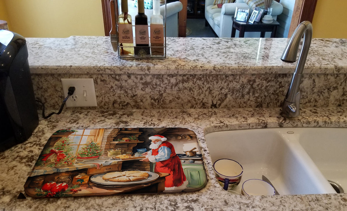 Caroline's Treasures Cookies with Santa Claus Dish Drying Mat