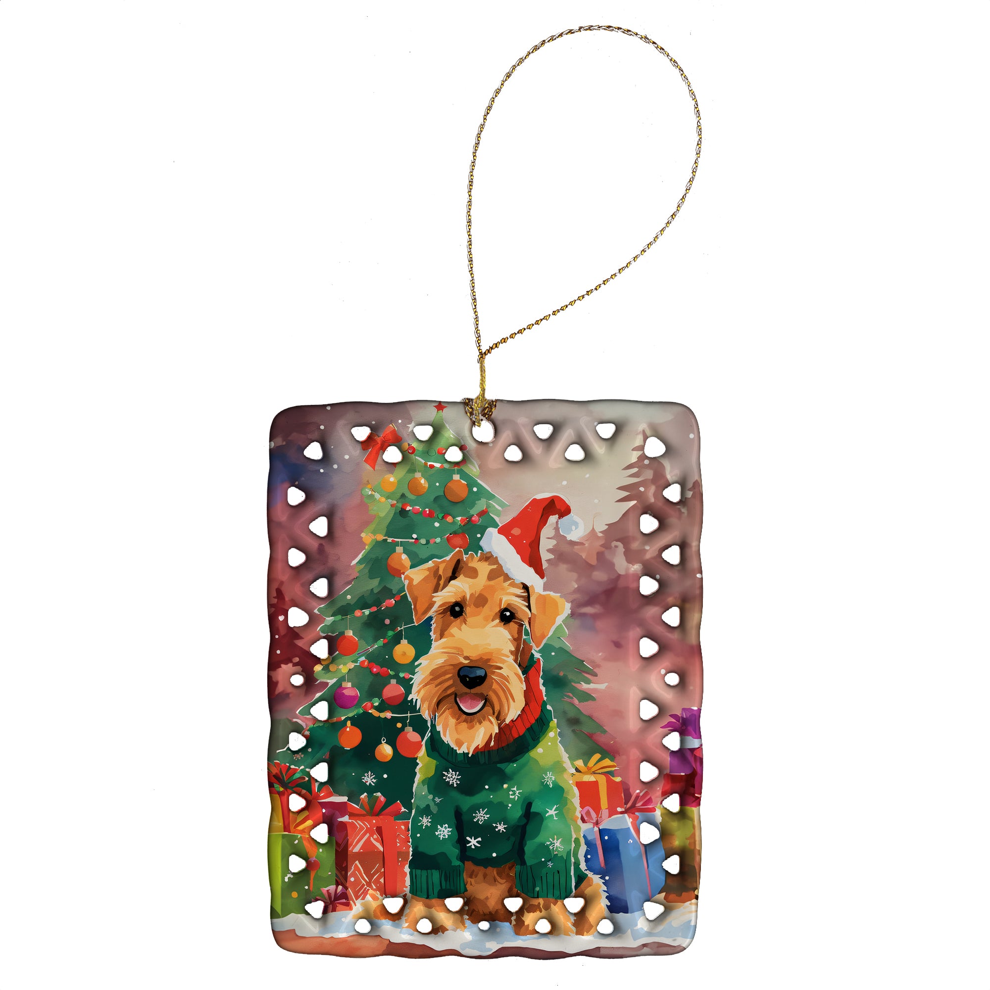 Caroline's Treasures Airedale Terrier Christmas Porcelain Ornament