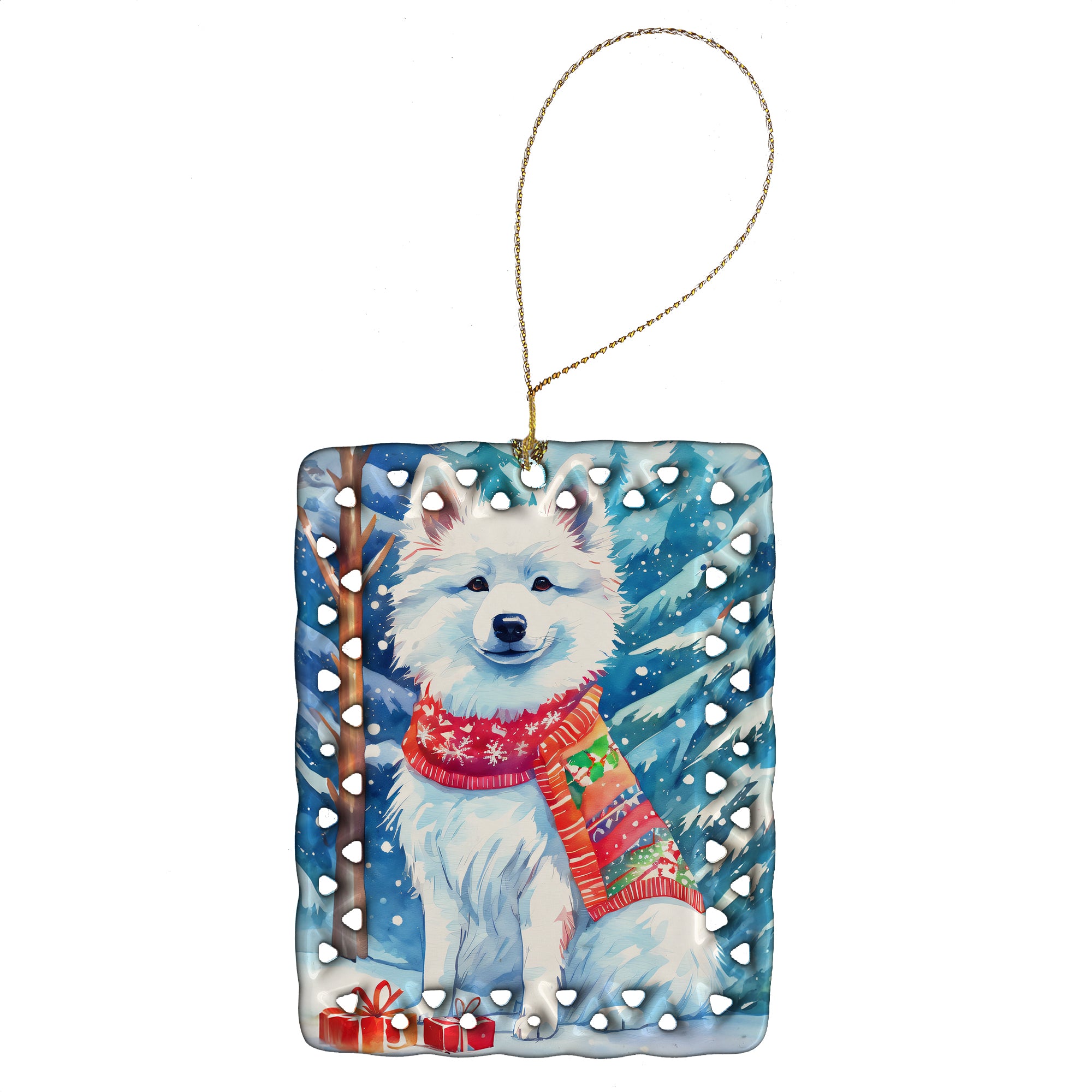 Caroline's Treasures American Eskimo Christmas Porcelain Ornament