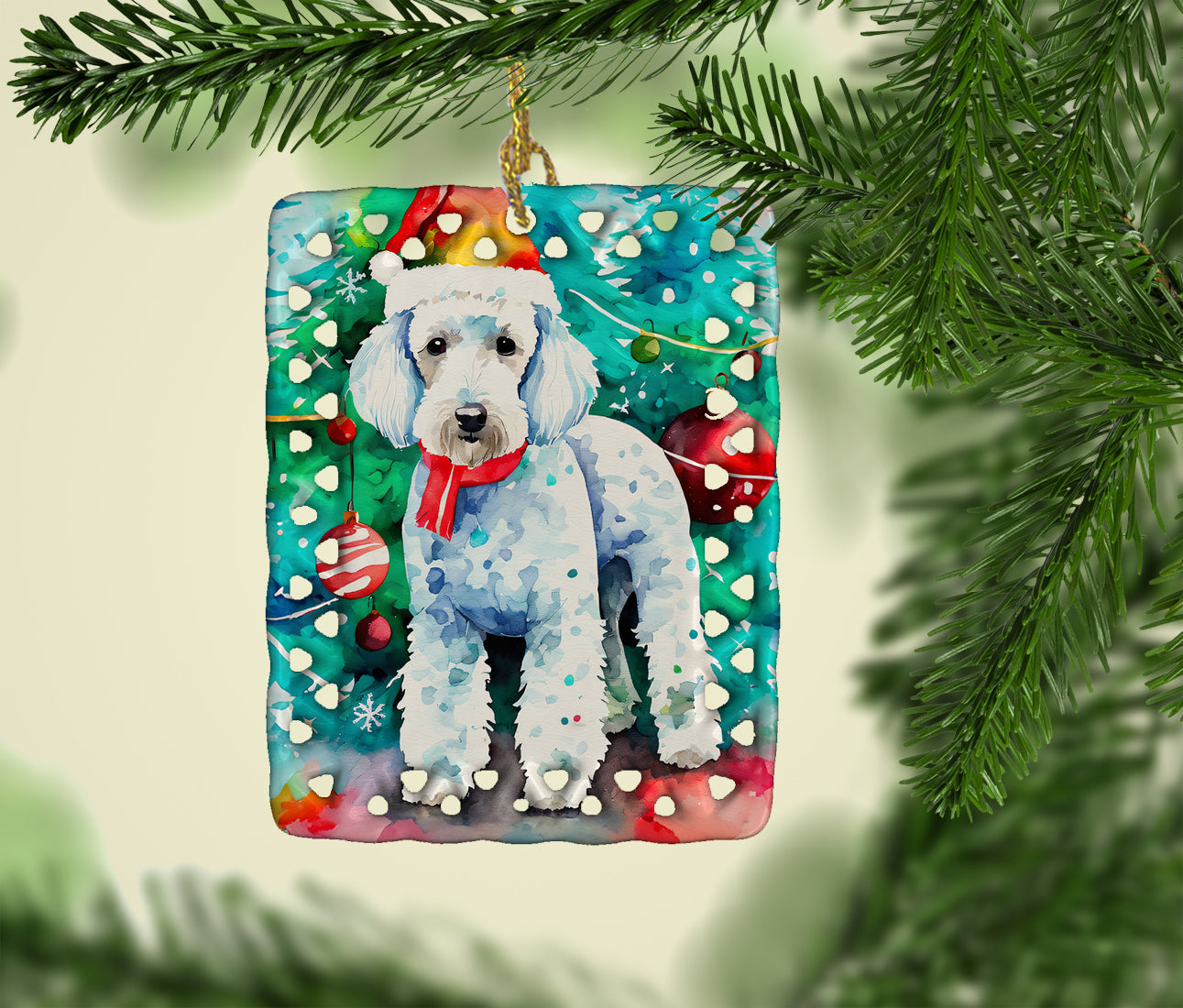 Caroline's Treasures Bedlington Terrier Christmas Porcelain Ornament