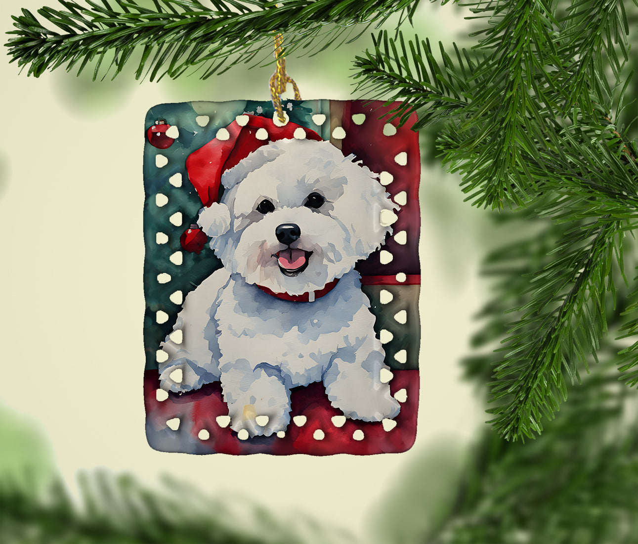 Caroline's Treasures Bichon Frise Christmas Porcelain Ornament