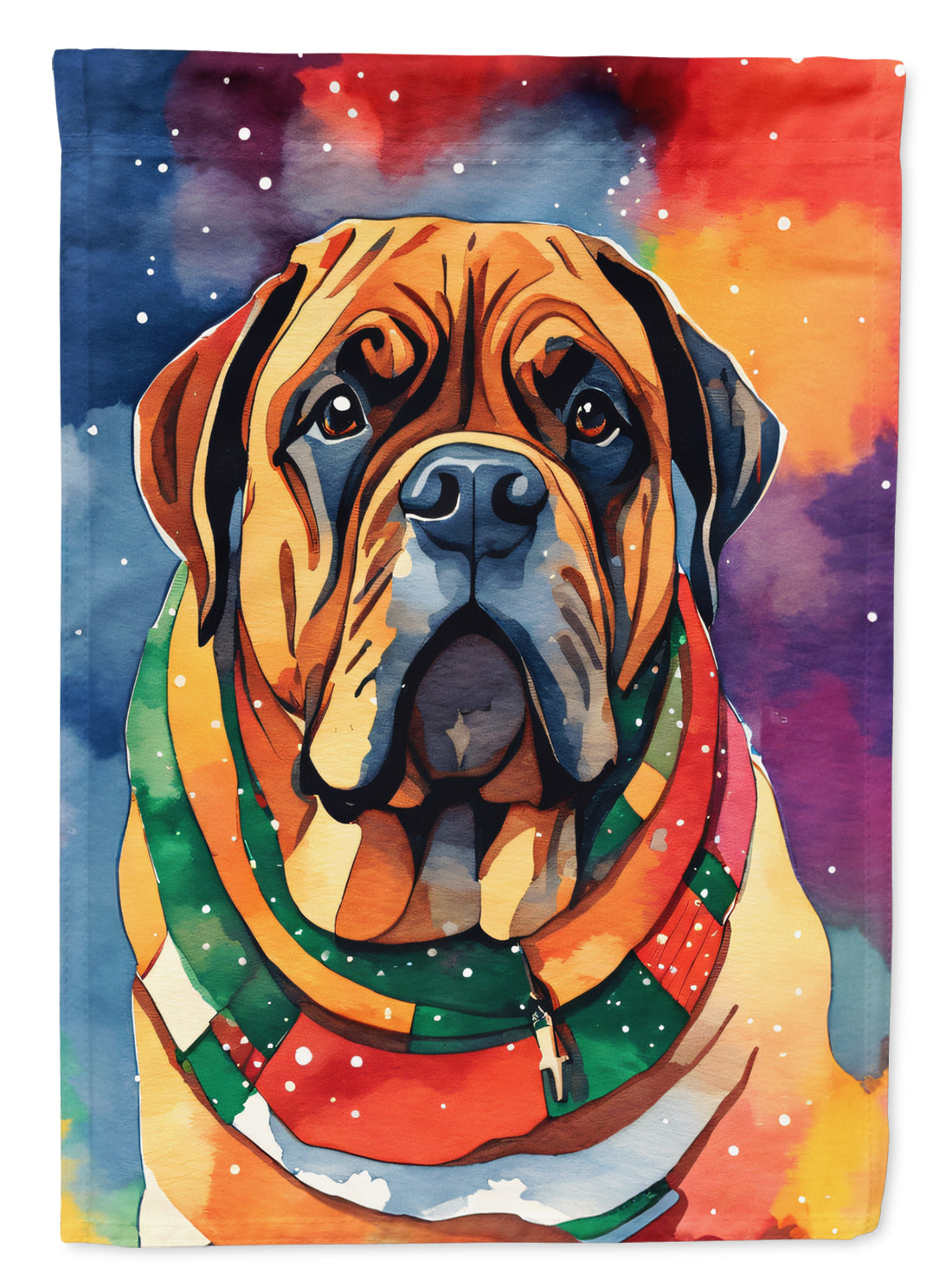Caroline's Treasures Bullmastiff Christmas House Flag Large Porch Sleeve Pole Decorative Outside Yard Banner Artwork Wall Hanging, Polyester, House Size, Multicolor