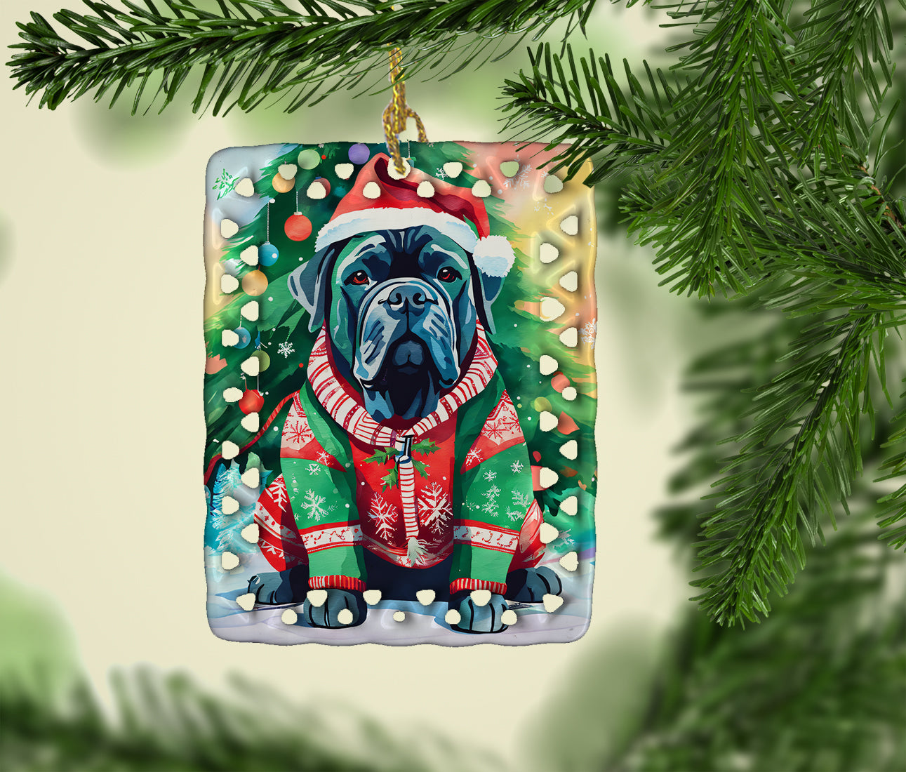 Caroline's Treasures Cane Corso Christmas Porcelain Ornament
