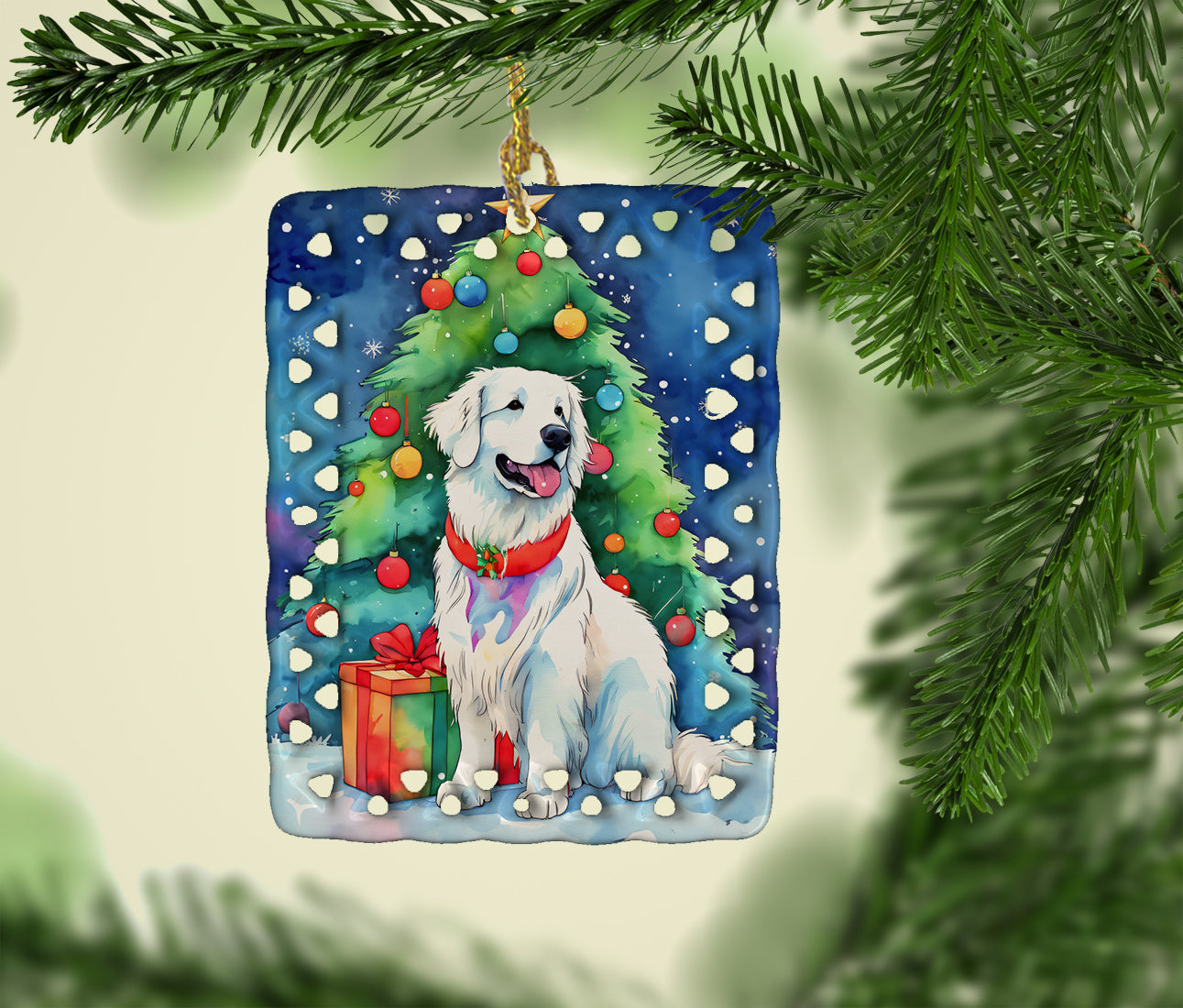 Caroline's Treasures Great Pyrenees Christmas Porcelain Ornament