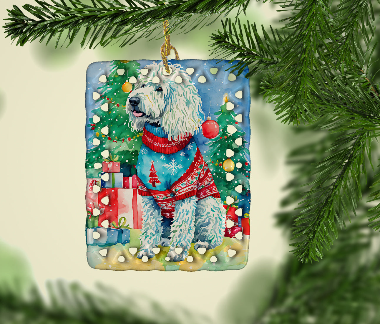 Caroline's Treasures Komondor Christmas Porcelain Ornament