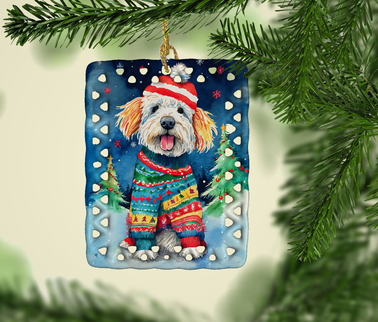 Caroline's Treasures Komondor Christmas Porcelain Ornament