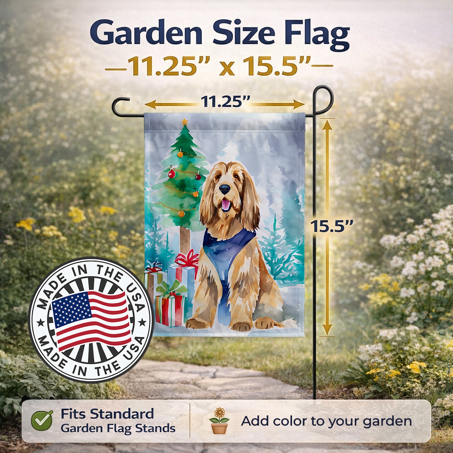 Caroline's Treasures Otterhound Christmas Garden Flag Mailbox Decorative Yard Banner Outside Patio Artwork for Flower Beds, Garden Size, Multicolor
