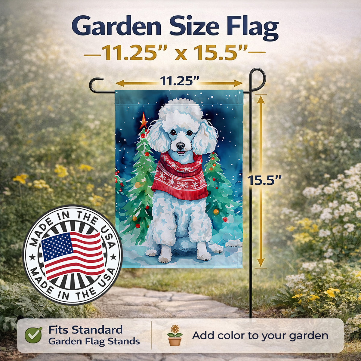 Caroline's Treasures Poodle Christmas Garden Flag Mailbox Decorative Yard Banner Outside Patio Artwork for Flower Beds, Garden Size, Multicolor