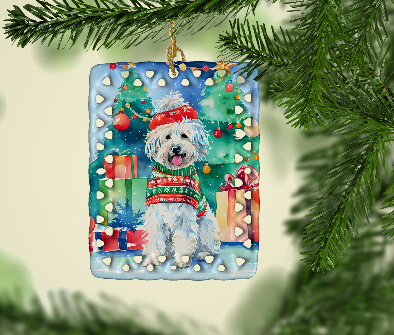 Caroline's Treasures Puli Christmas Porcelain Ornament