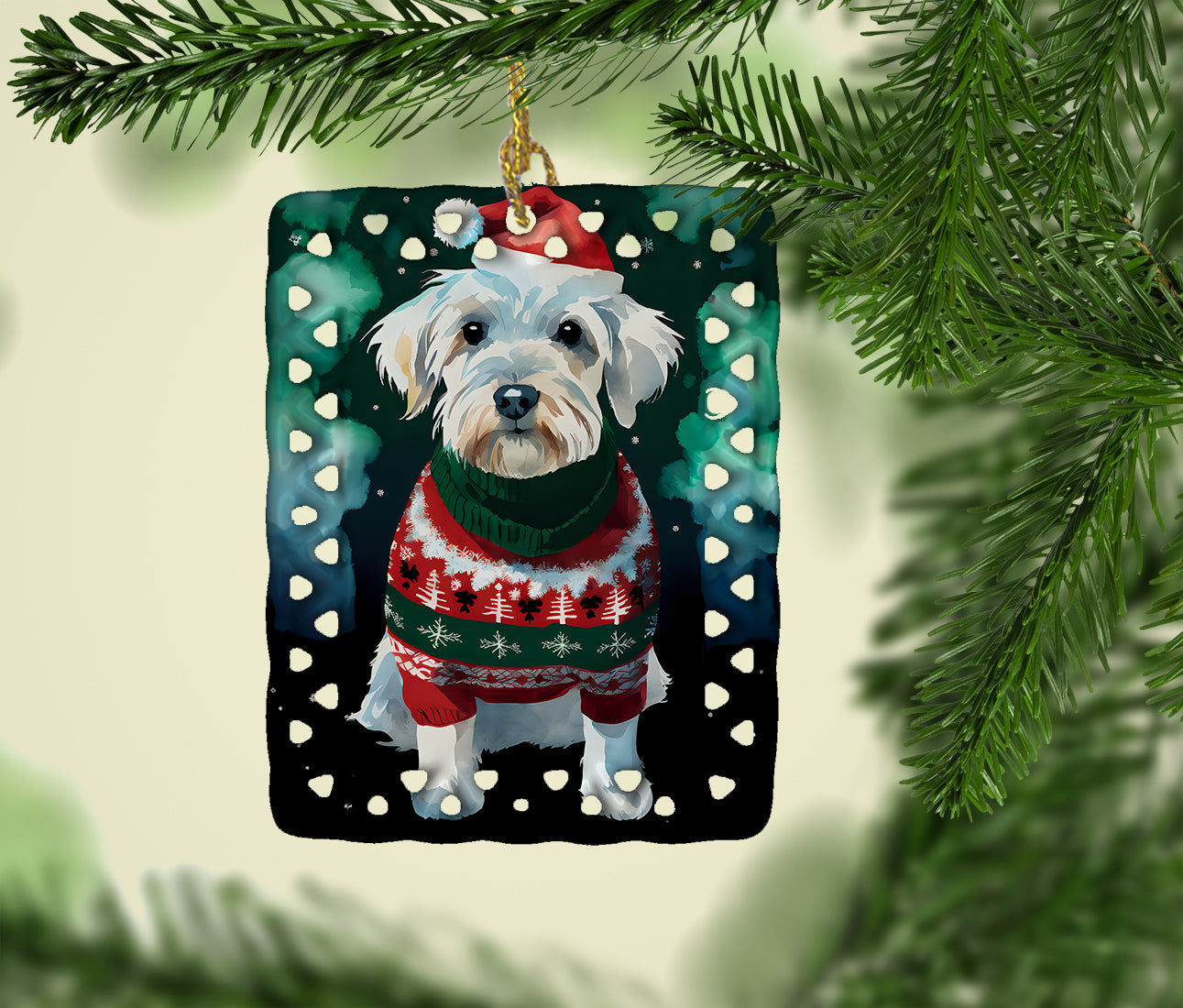 Caroline's Treasures Sealyham Terrier Christmas Porcelain Ornament
