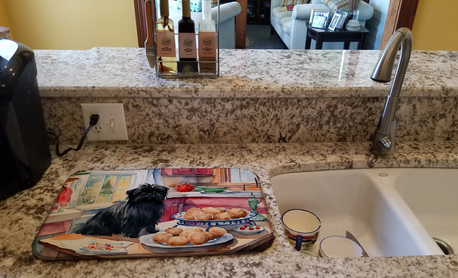 Caroline's Treasures Affenpinscher Christmas Cookies Dish Drying Mat