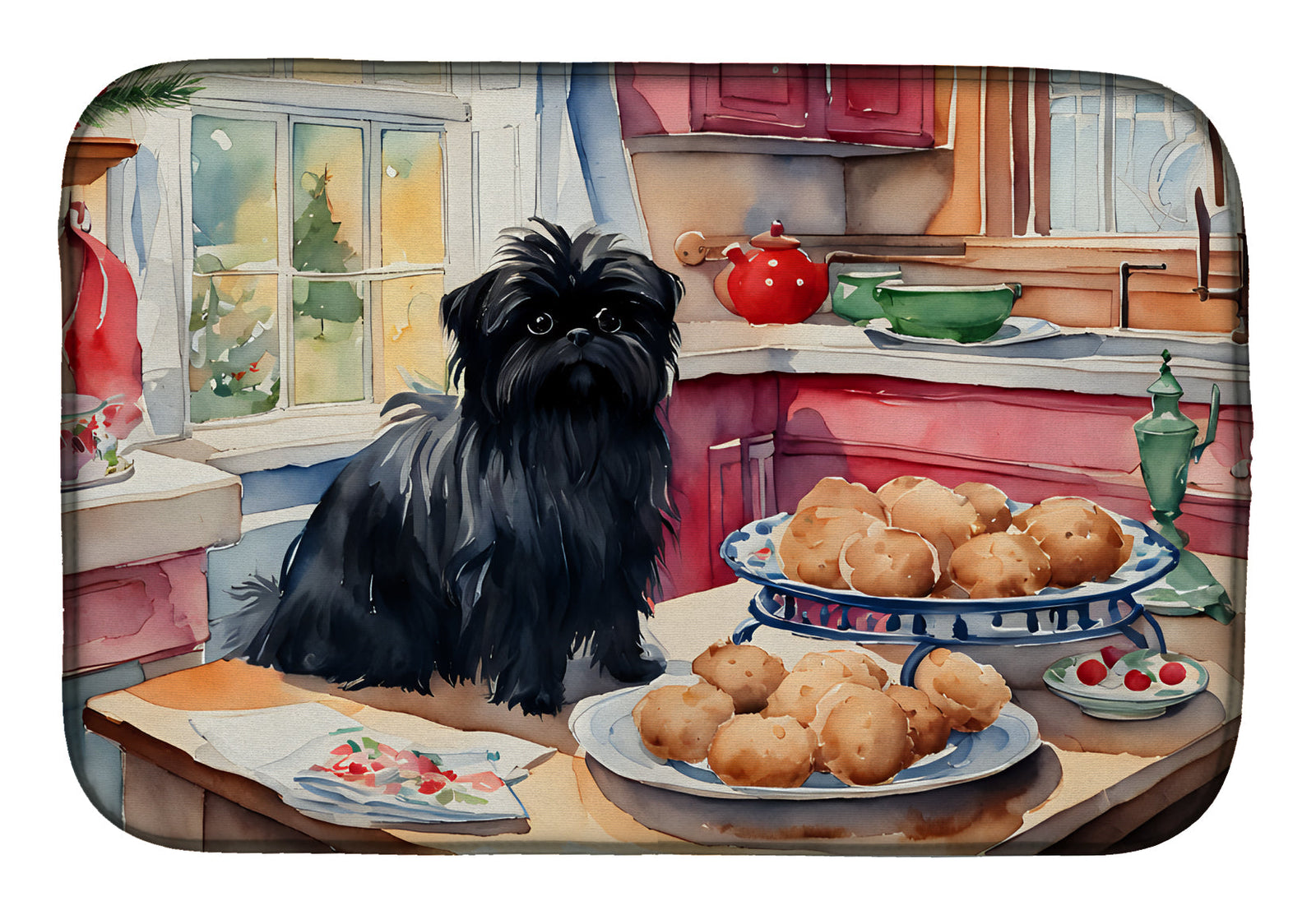 Caroline's Treasures Affenpinscher Christmas Cookies Dish Drying Mat